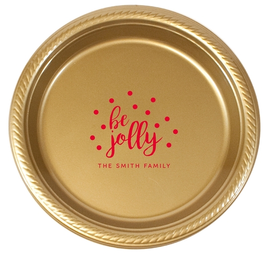 Personalized Confetti Dot Be Jolly Plastic Plates